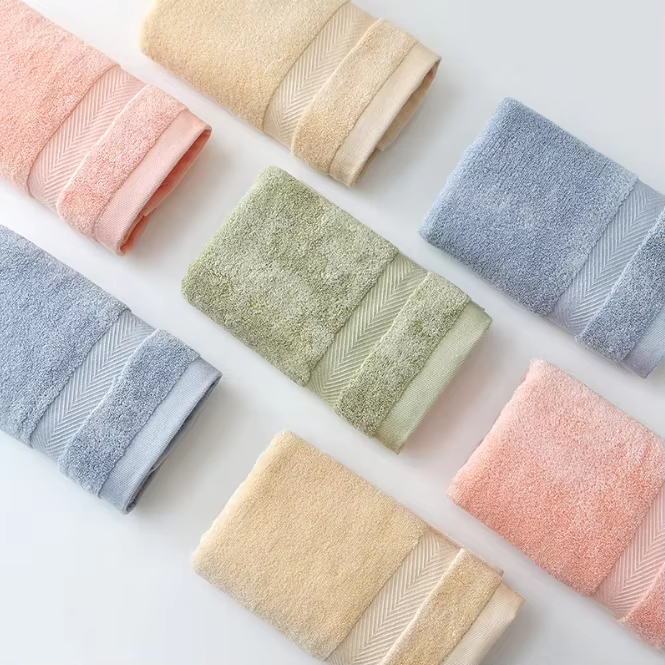 Plain Colour Soft Bamboo Fiber Terry Cotton Baby Newborn Face Towels