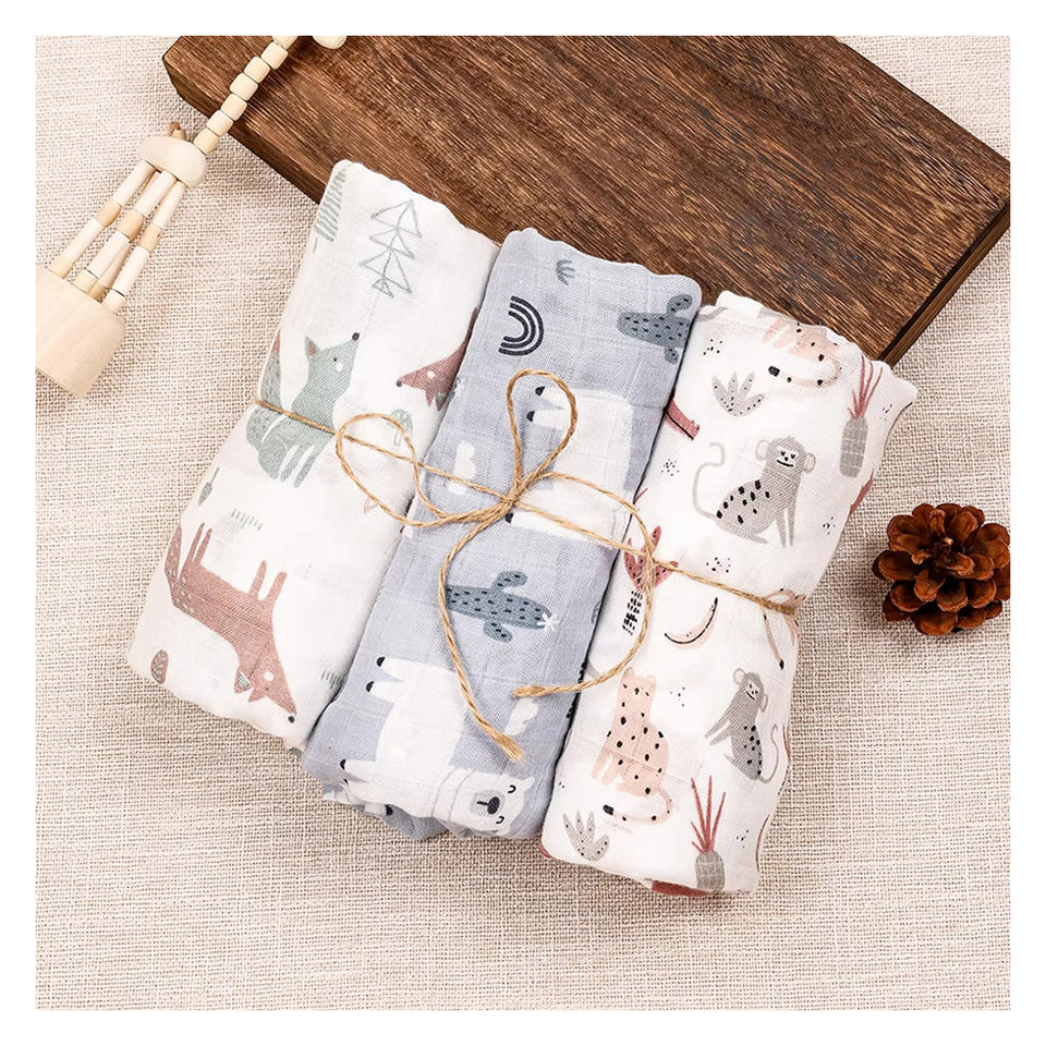2 Layers Swaddles Wholesale Newborn Swaddle Wrap Receiving Blanket Baby Muslin Swaddle Blankets