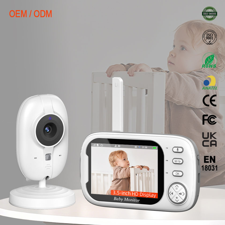 New 720P 3.5Inch Screen Baby Monitor with Temperature Detection Video Recording Two Way Talk Wireless Night Vision & 5m Range
