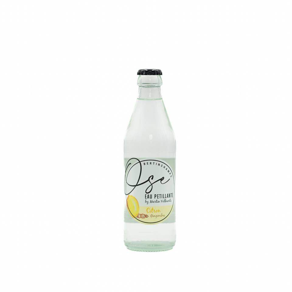 BIO Sparkling Water Flavored Bottle 33cl Ose Lemon Ginger Carbonated Acqua Frizzante Gassata Water OEM Bottled Drink