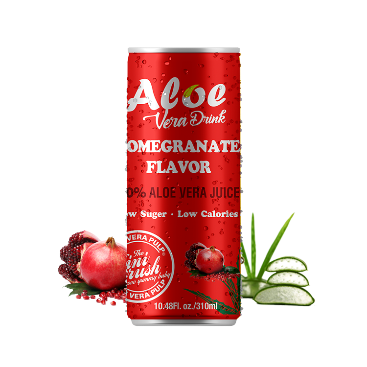 OEM 250ML Low-Carb Fresh-Squeezed Soft Beverages Aloe Jugo Juice Pomegranate Flavor Aloe Vera Drink with Pulps