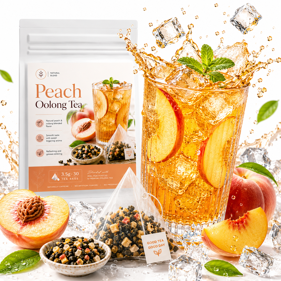 Eco-friendly Natural Flavor Refreshing Hydration Summer Hydration Bubble Tea Base Iced Cold Brew White Peach Fruit Oolong Tea