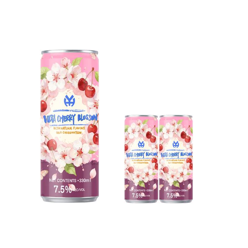 Wholesale 7.5% ABV 330ml Canned/Bottled Cherry Blossom Carbonated RTD Cocktail with Alcohol for Parties