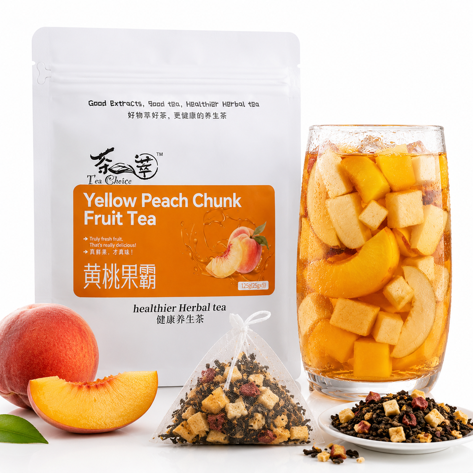 Aurorabloom Giant Yellow Peach & Apple Chunk Fruit Tea 1000ml Cold Brew Blended Herbal Health Caffeine-Free Organic Bagged