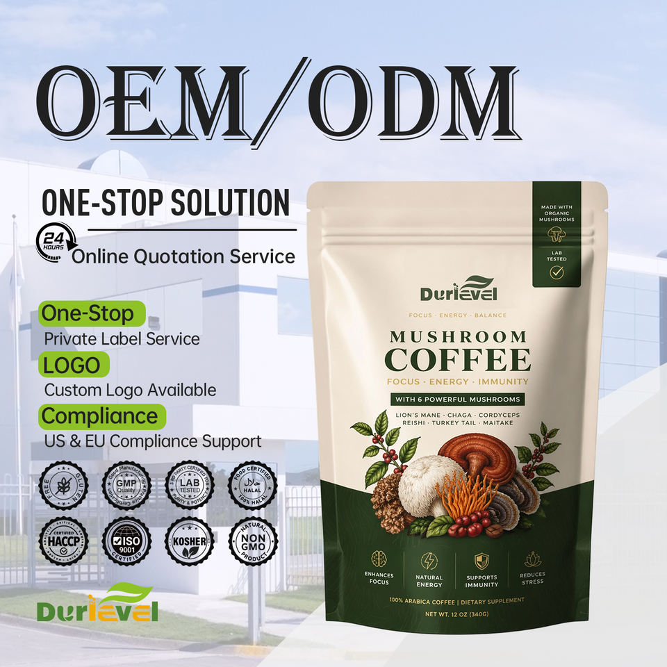 One Stop Service Mushroom Coffee Powder With Mushroom Coffee Custom Flavors Packaging Design Brand Building Sport Supplement