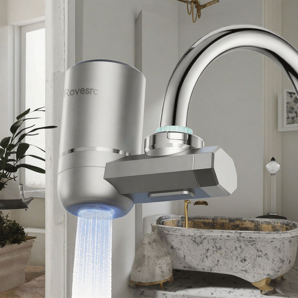 High-Efficiency Kitchen & Bathroom Water Filter Remove 99% Chlorine & Bacteria Portable Faucet Water Purifier for Clean Water