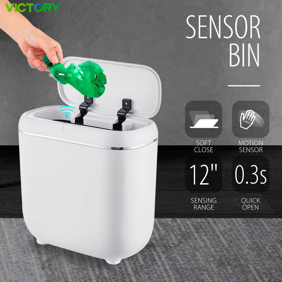 PP ABS Automatic Motion Sensor Bathroom Smart Waste Bins Electric Modern Kitchen Use Smart Trash Can With Lid