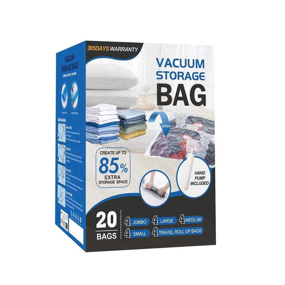 20packs Space Saving Reusable Basics Jumbo Vacuum Compression Storage Bags 20packs for Clothes Vaccum Storage Bags