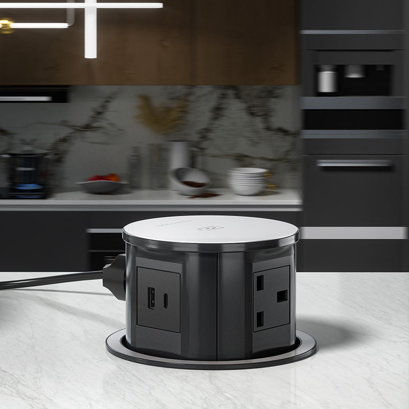 Joye Pop up Power Socket with Wireless Charger 4 UK Ports Kitchen Pop up Sockets With USB Pop up Smart Socket Kitchen
