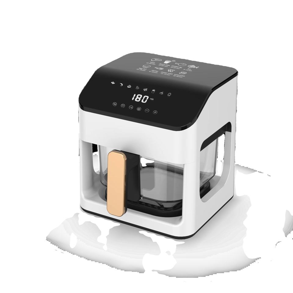 New Square Modern Digital Control 4.5L Glass Air Fryer with Multi-Function Grill Oil-Free Easy Clean Household Use