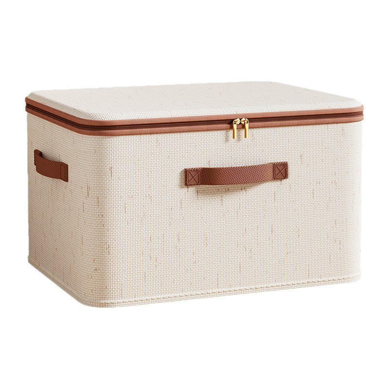 Zippered Clothes Storage Box with Lid for Bedroom Clothes and Toy Storage Organizer Space Saving