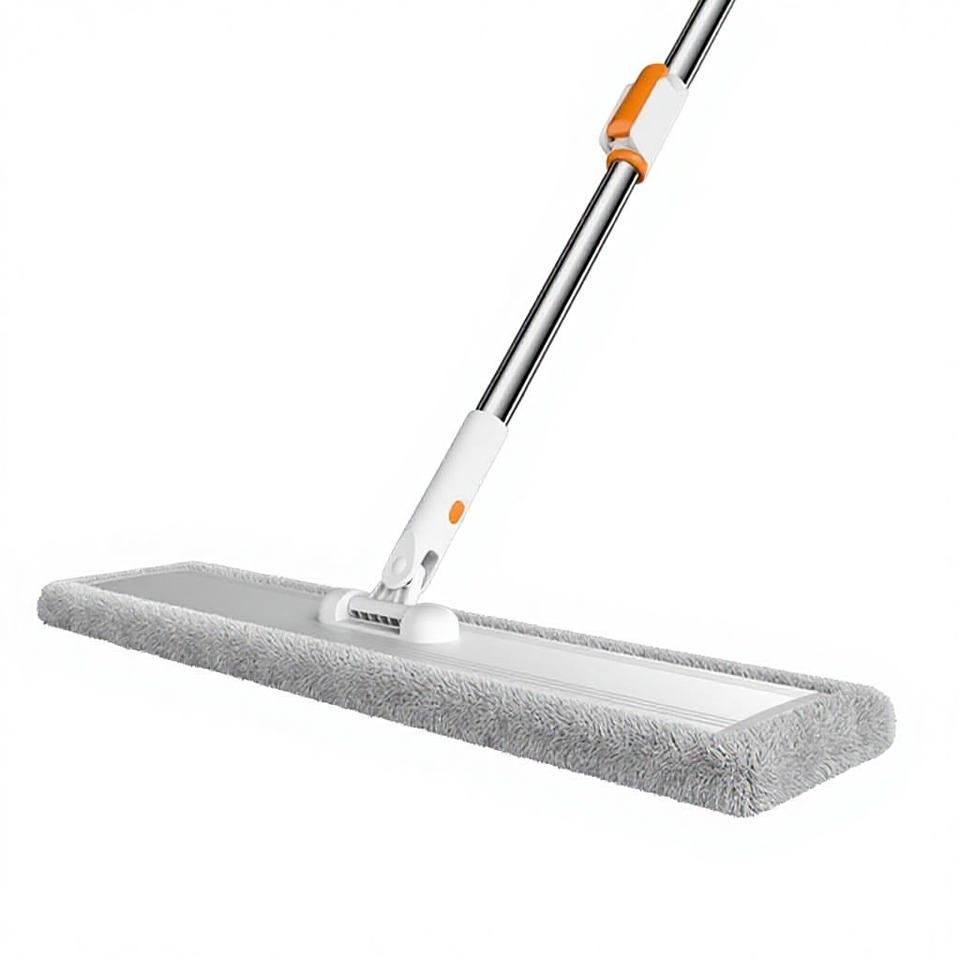 Household Hands-Free Aluminum Alloy Flat Mop with Microfibre Head High Dehydration One-Stroke Clean Floor Cleaning Gadget