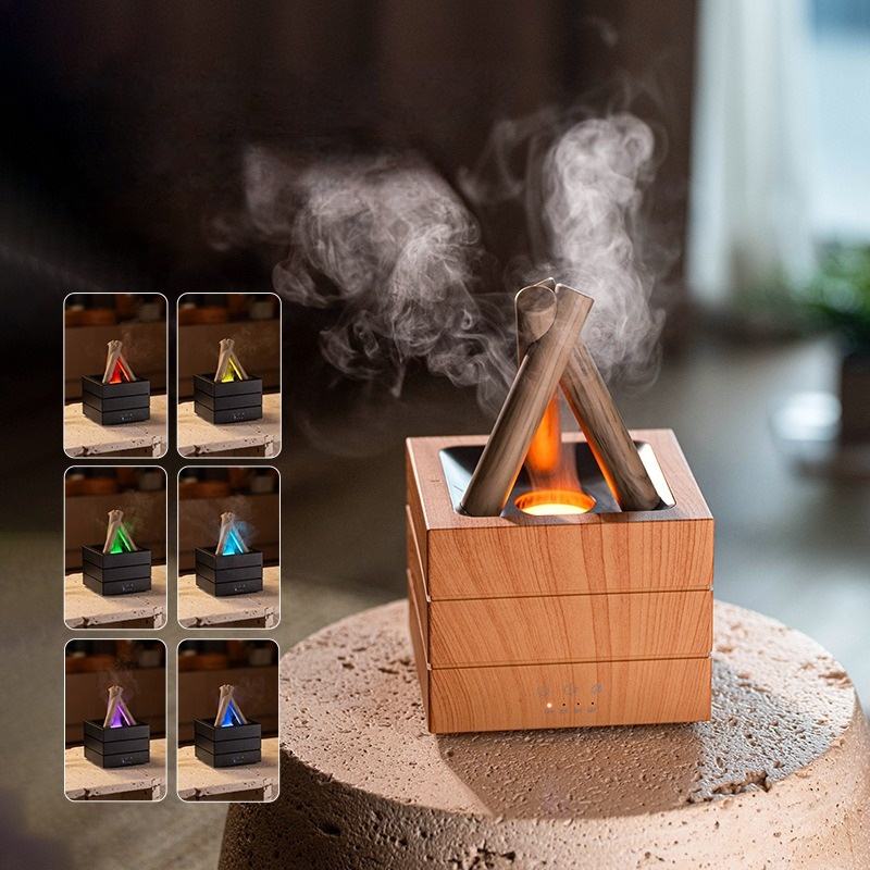 2025 Creative Gift Bonfire Humidifier USB Small Appliance Desktop Colorful Gradient Flame Air Aroma Diffuser