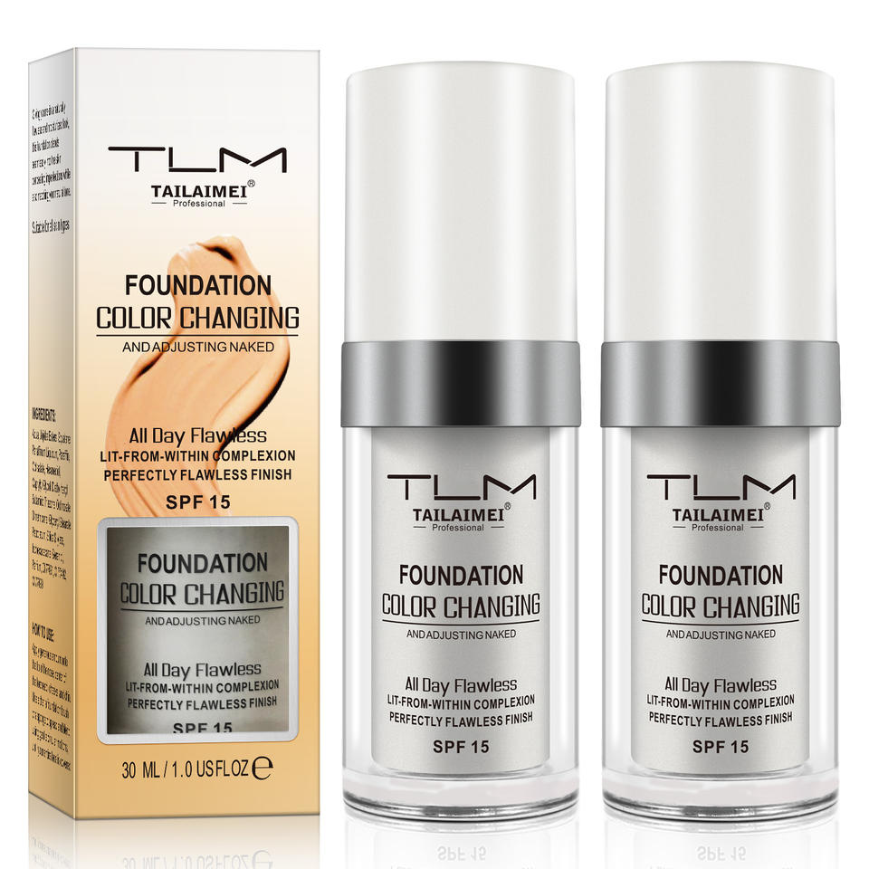 TLM Vegan Color Changing Foundation Waterproof Moisturizer Full Coverage Skin Tint Cream Foundation for One All Skin Tones