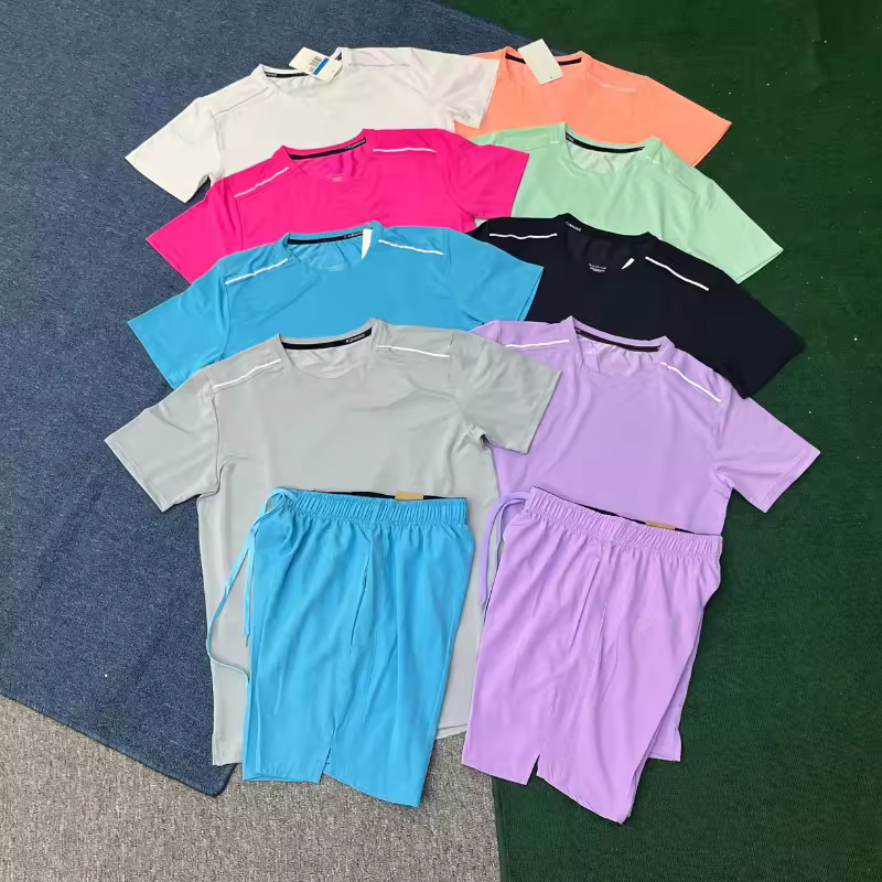 Summer Sports Men's Quick-Dry T-Shirt Sets and Short Sleeve, Track Training, Running, Fitness, Basketball, Marathon