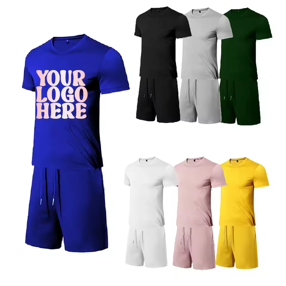 DROPSHIPPING OEM Factory Supplier Plus Size 5XL Men's Shorts Set Summer  Short Sleeve Tops and Shorts T Shirt Sets