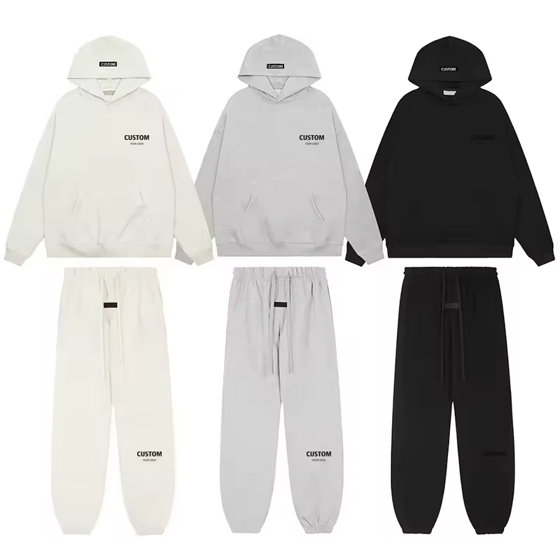 Manufacture High Quality  Cotton Men's Tracksuit Back Cotton Letter Logo Hoodies Men's High Street Pants Mens Hoodies Sets