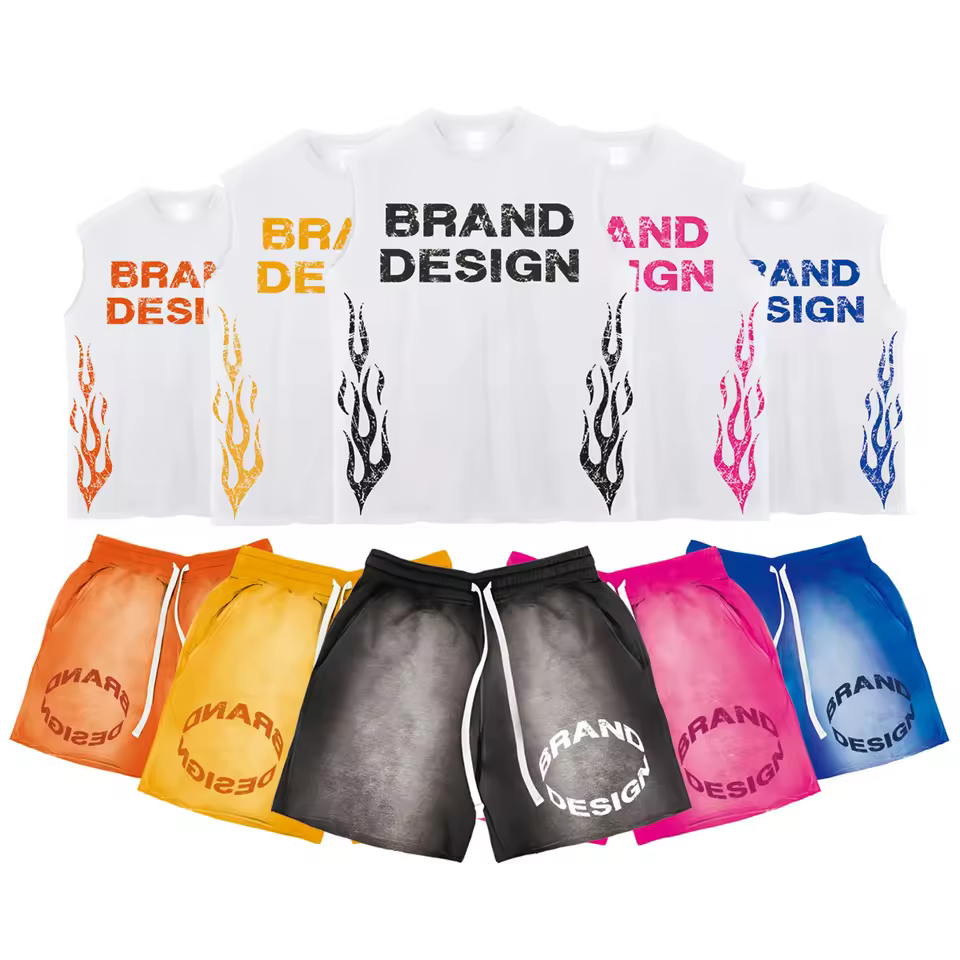 Men's 100% Cotton Quick Dry Fleece Sleeveless Tank Top Shorts Set Gym Workout Athletic Summer Fitness Bodybuilding Casual
