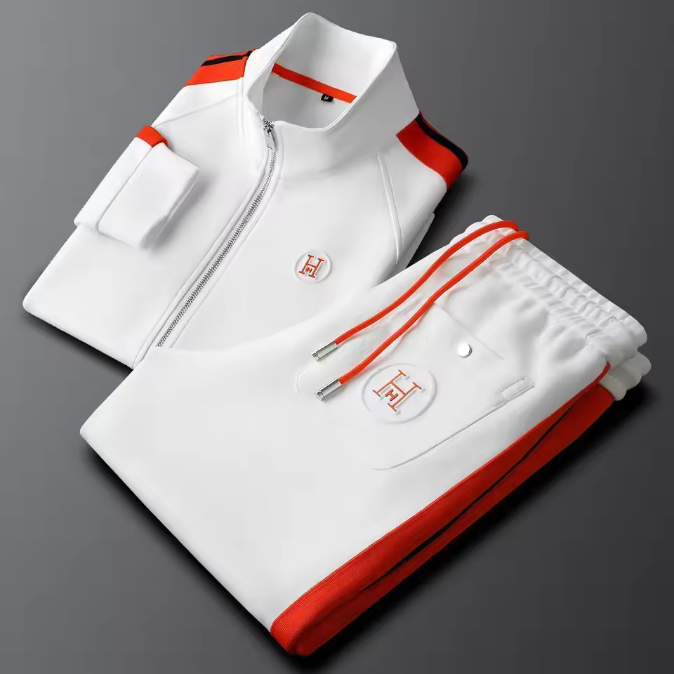 2026 Spring Autumn Embroidered Two-Piece Jacket Set Light Luxury High Quality Casual Simple High-End  Men's Streetwear