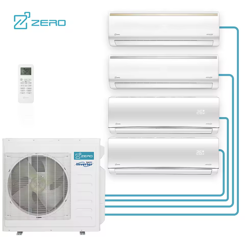 ZERO Z-MAX 32000 Btu Ductless Multi Zone System Air Conditioners AC Heat Pump Inverter DC Multi Zone Split Air Conditioner