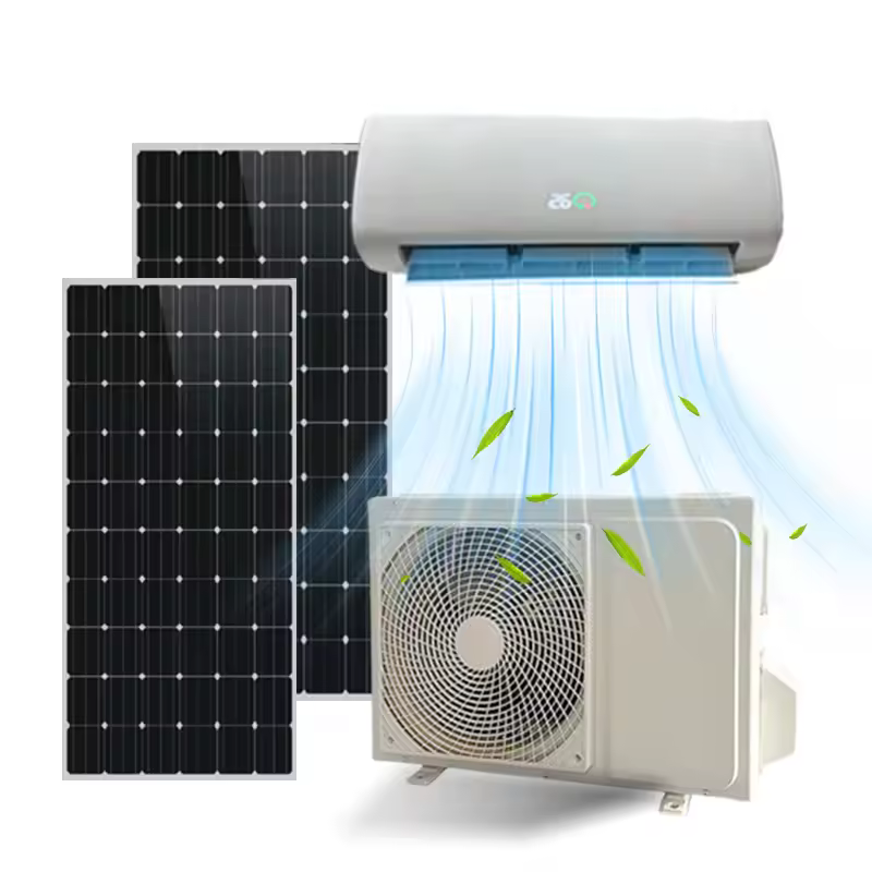 12000BTU AC\DC Hybrid Solar Air Conditioner with Solar Panel - Energy Saving CE Certified for Home Office Use Wifi Control