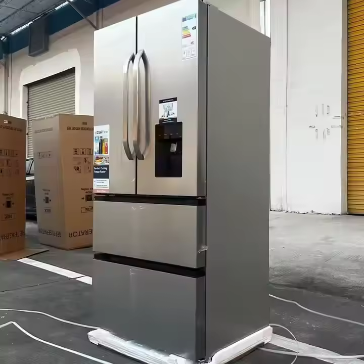 "Premium Frost-Free Stainless Steel French-Door Top-Freezer Electric Refrigerator for Home and Hotel Use"