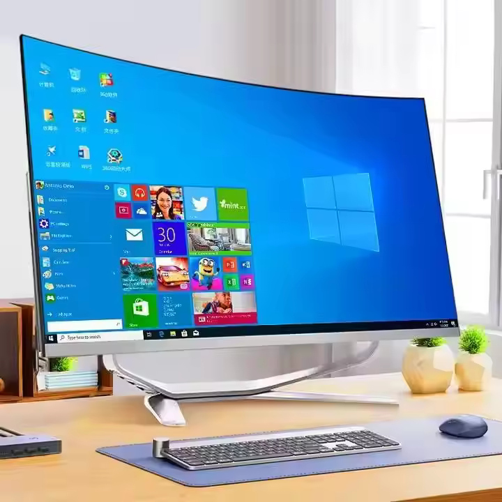 Desktop PC All In One Win 11 24" silver  I7 i5 i9 16GB RAM 512GB SSD Computer Set All-In-One PC For BusinessPC Gaming All In One