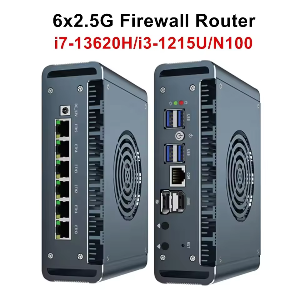 6xi226 2.5G Lan 13th Gen Intel I7 13620H 1365U  N150 DDR5  Industrial Computer HD DP M.2 Nvme SSD Pfsense Router Mini Pc