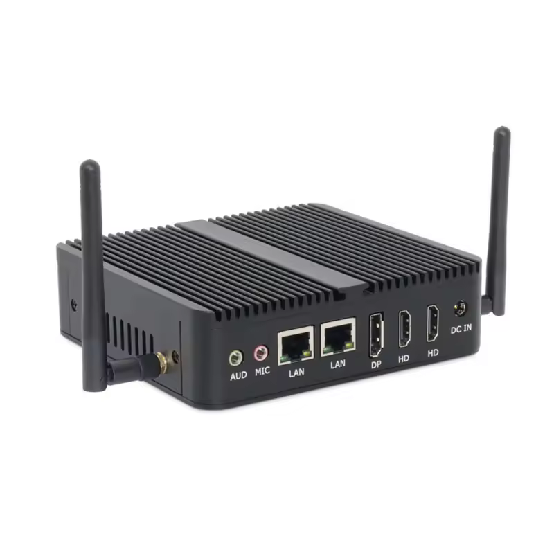 Linkleaps Best Selling N95 N100 N150 J6412 Fanless Embedded Industrial Box Mini PC with Triple 4K Display Dual GbE LAN 2 COM