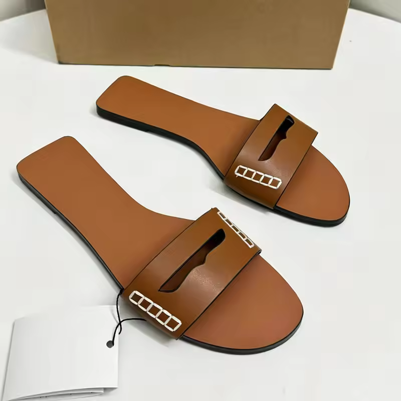 Chic Retro Design Flat Sandals Women Contrast Stitching PU Leather Slides Summer Beach Casual Mules Outdoor Fashion Shoes