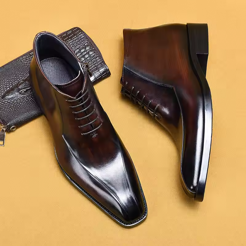 chelsea Boots Men Washed Horsehide Men's Leather chelsea Boots  Premium Stitched  Retro  Cowboy Men's Casual Boots