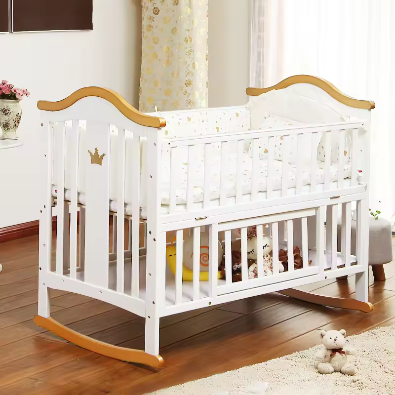 High Quality Pine Wood Multifunctional Baby Crib Luxury Newborn Swing Bed for Kids for Living Room or Hospital Use