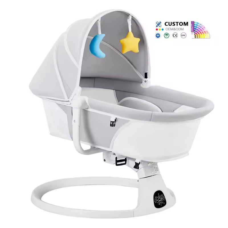 Factory Luxury Electric Baby Sleeper Rocker Chair with Music Remote Control Infant Baby Cradle Crib Swing Bed with Canopy