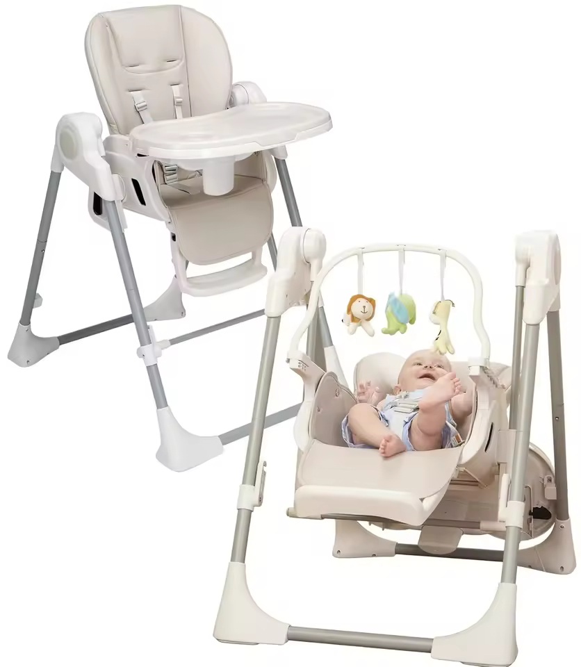 2 in 1 Automatic Intelligent Musical APP Control Baby Electric Swing High Feeding Chair Safety Portable Folding Adjustable Stock