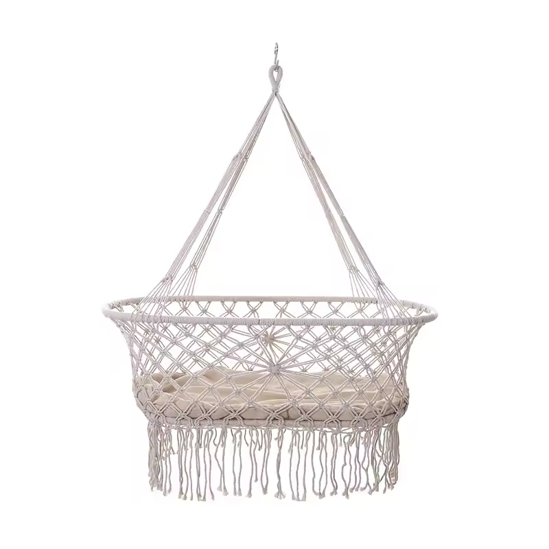 Handmade Indoor Baby Swing Hanging Chair Cradle Bed Hanging Basket and Wholesale Hammock for Courtyard Fabric Material