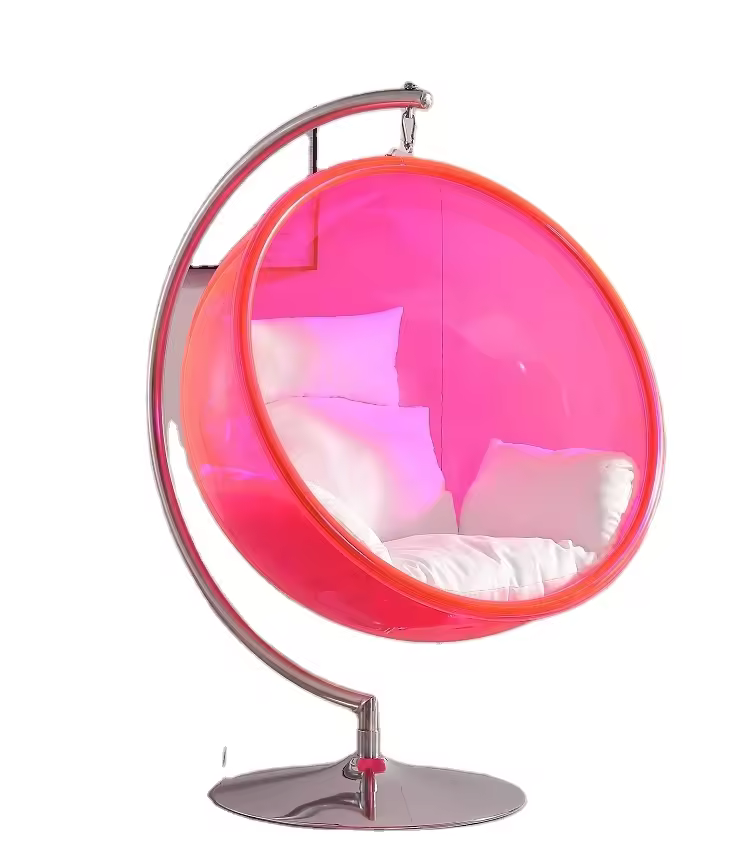 New Arrival Pink Ball Bubble Egg Hanging Swing Leisure Chair for Children's Bedroom & Living Room for Patio Use