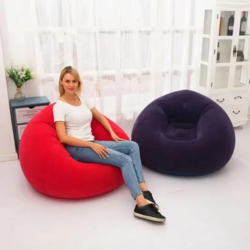Round Single Bubble Lounge Bean Bag | Outdoor Inflatable Air Sofa & Lazy Chair for Camping Child-Friendly Eco-Friendly