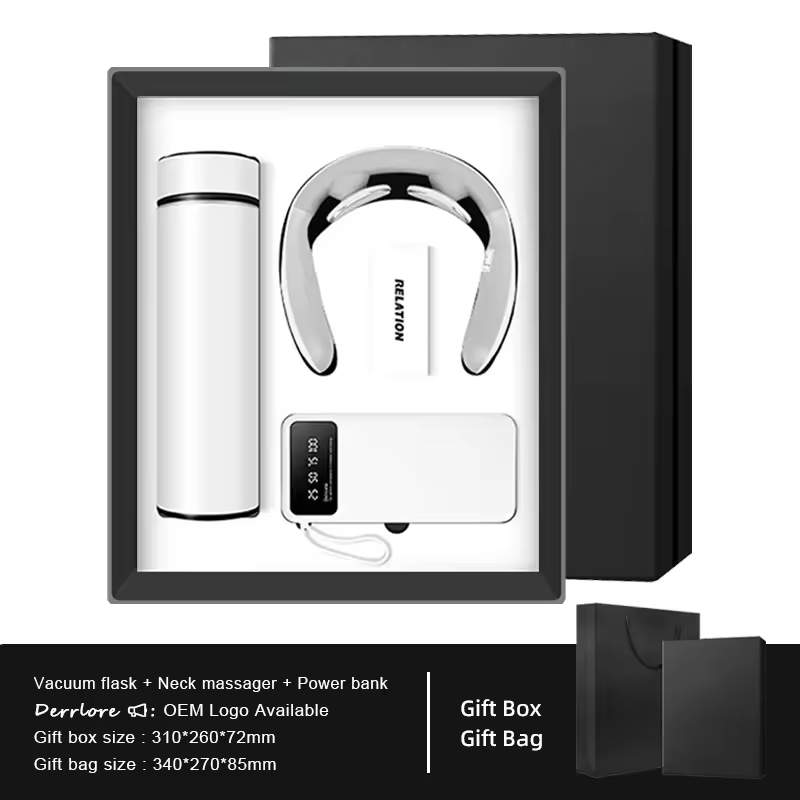 3 in 1 Vacuum Flask with Neck Massager & Power Bank Phone Stand Luxury Business Welcome Corporate Promotional Giveaway Gift Set