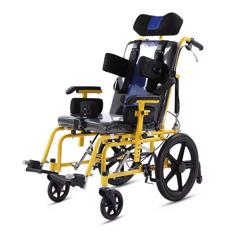 Adjustable Pediatric Cerebral Palsy Wheelchair High Back Support Foldable Mobility Chair for Special Needs Kids