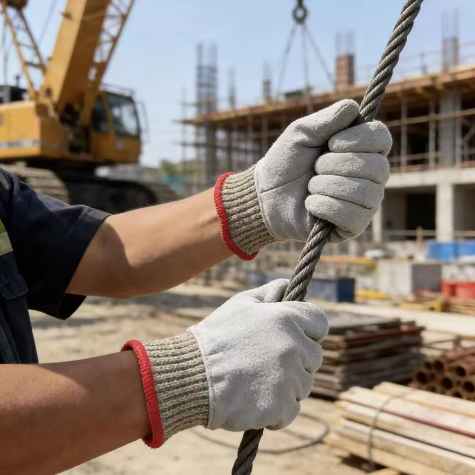 Cost-Effective Five-Finger Fire-Resistant Abrasion Resistant Anti-Cut Leather Anti-Slip Puncture-Resistant Safety Gloves