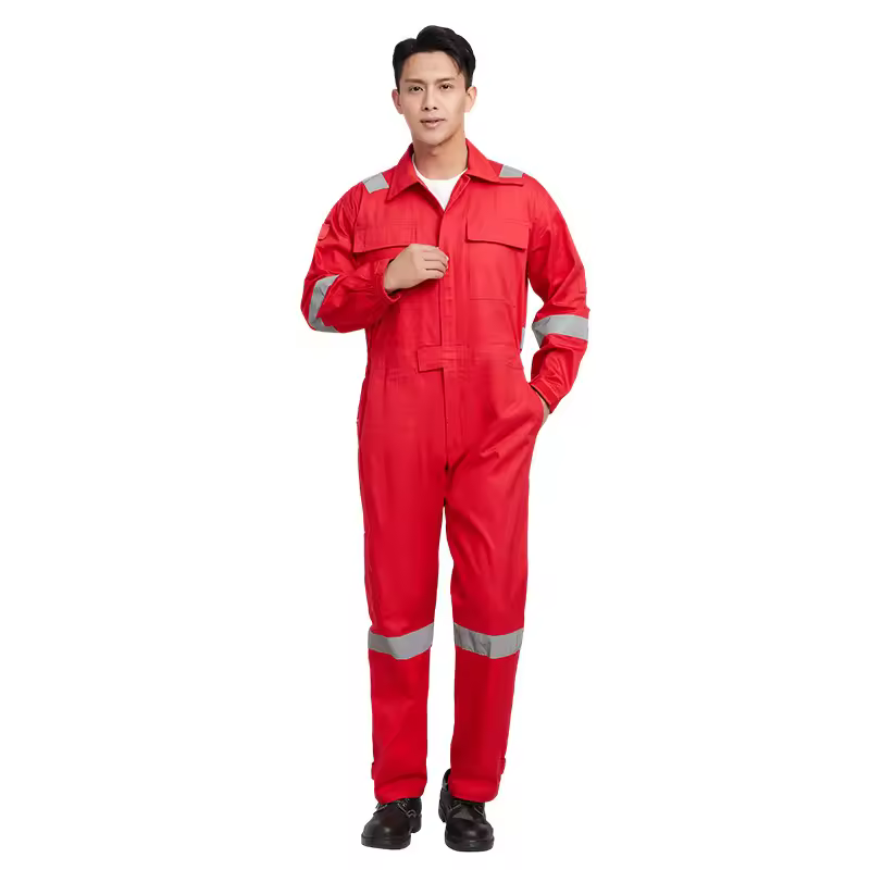 Workshop Anti-Static Coverall Pockets Blue Polyester Cotton Wear-Resistant Dirt-Resistant Shipyard Labor Protection Workwear