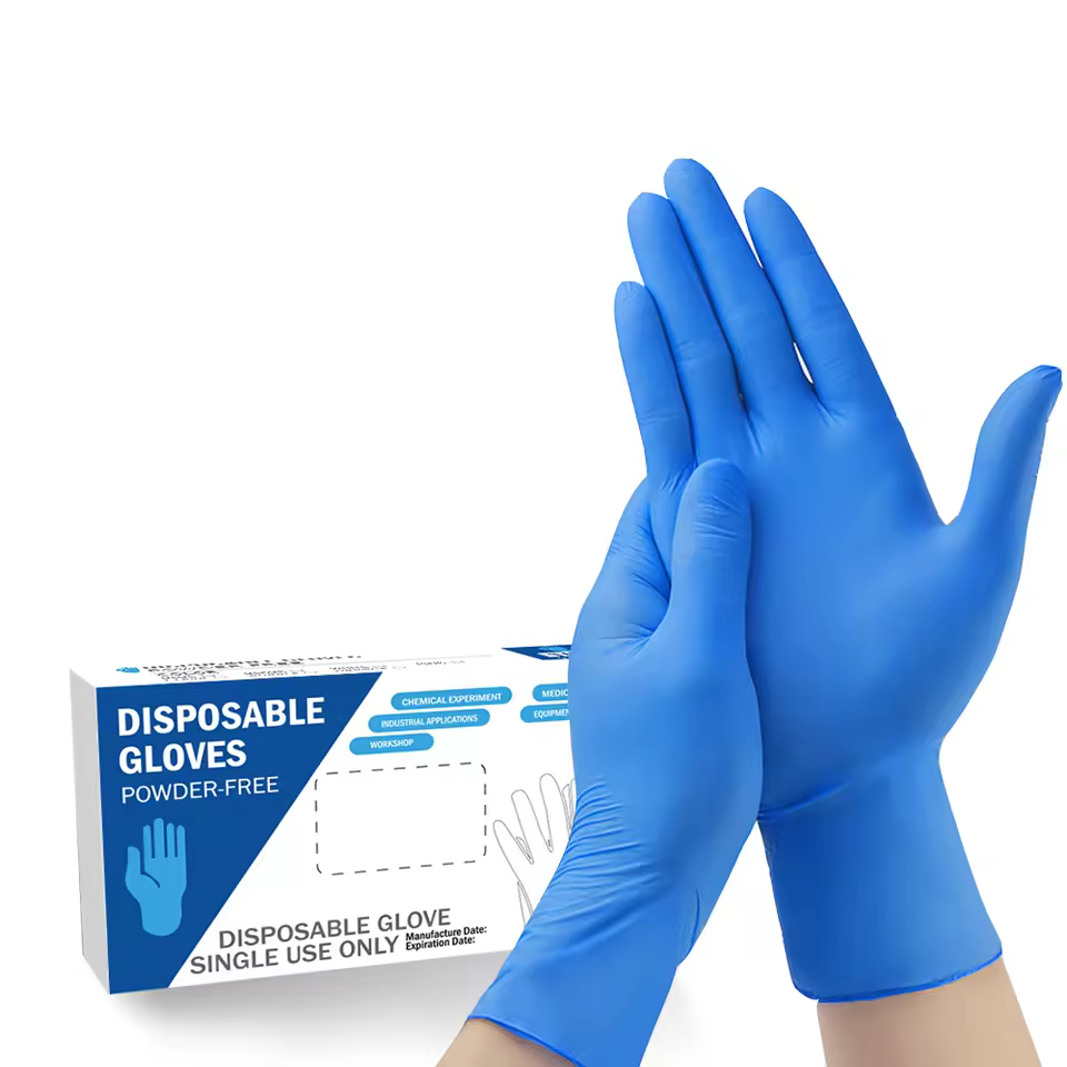 Bulk Custom Blue Nitrile Gloves Disposable Powder Free Laboratory Grade Chemical Resistant Lab Safety Gloves