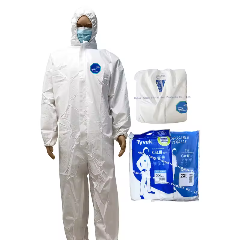 Factory Dupont Tyvek 500 Xpert 600 Hazmat Suit Non Woven Microporous Ppe Chemical Protection Disposable Coveralls