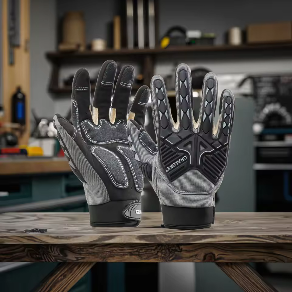 Anti Impact Level 2  Abrasion Level 4  Leather Palm Impact Resistant Safety Industrial Work Gloves