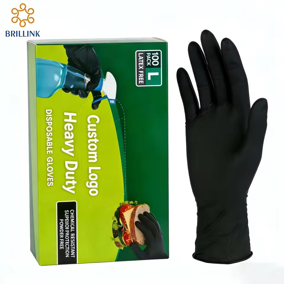 Brillink Black Disposable Nitrile Gloves Powder-Free Latex-Free Medium Thickness Food Grade for Food Handling Home Use M/L/XL