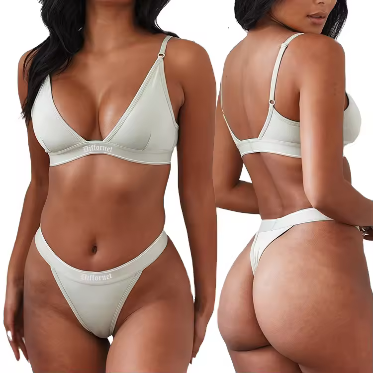 Custom Cotton Bamboo Custom Ladies Panties Women Sports Bra Soft Bralette Sexy  Bra & Brief Sets Lingerie Women Underwear Sets