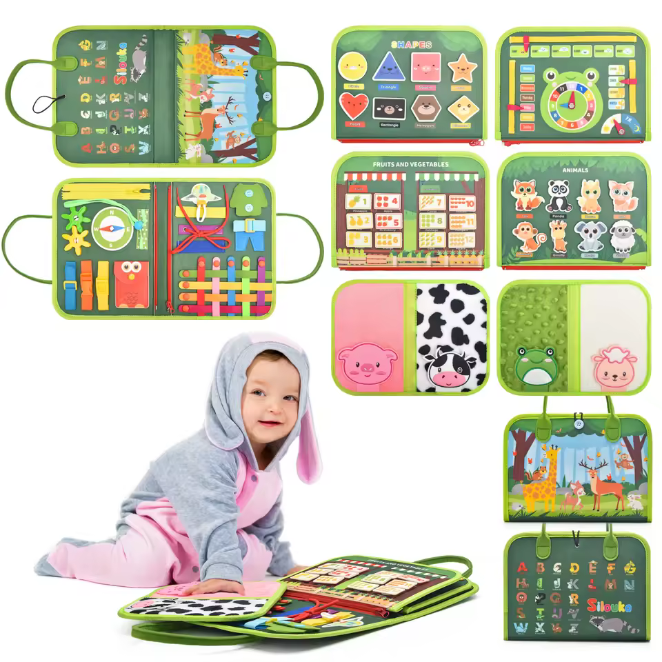 10 Pages New Busy Book Sensory Toys Early Education Learning Developing Motor Skills Felt Busy Board for Toddler