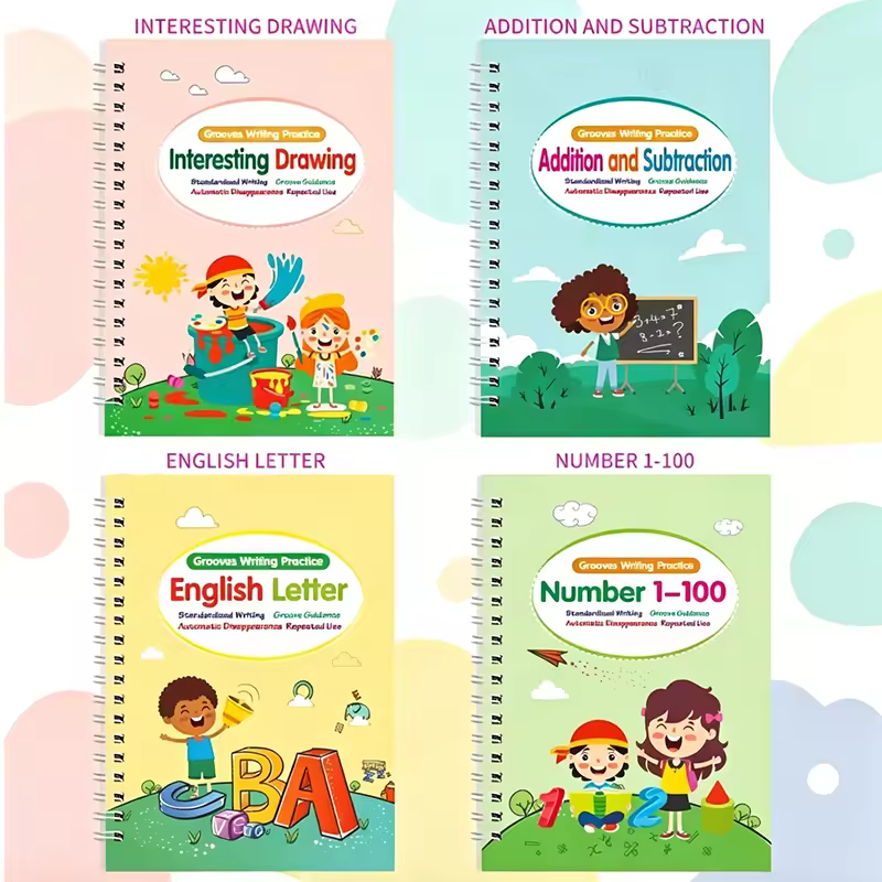 Magic Grooved Writing, Reusable Workbook with Deep Tracing Grooves & Preschool Activities. Perfect Educational Gift.