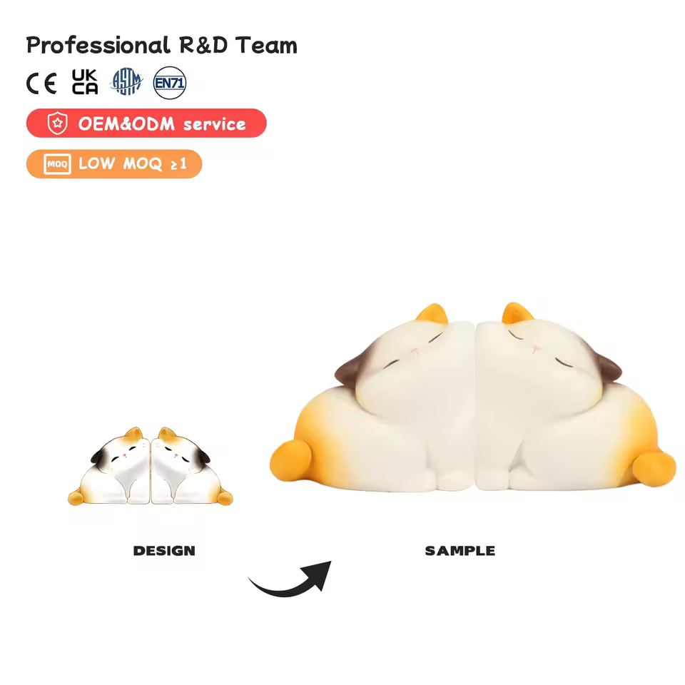 Furui Cat Cuddle Bookend Cartoon Creative Design Desktop Resin Crafts Cute Adorable Cat Hugging Bookends Ornaments