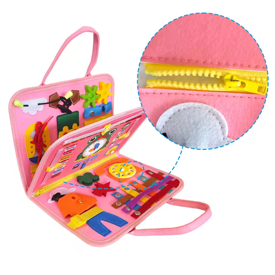 Children Quiet Book Felt Busy Board Sensory Toy Early Education Learning and Developing Motor Skills Perfect Felt Busy Board CC